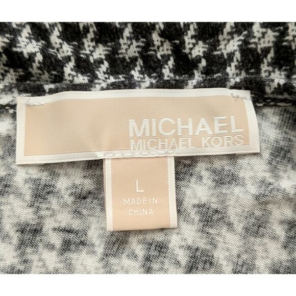 Michael Kors Houndstooth Lace S/S Top Tee Black White L - Picture 6 of 8